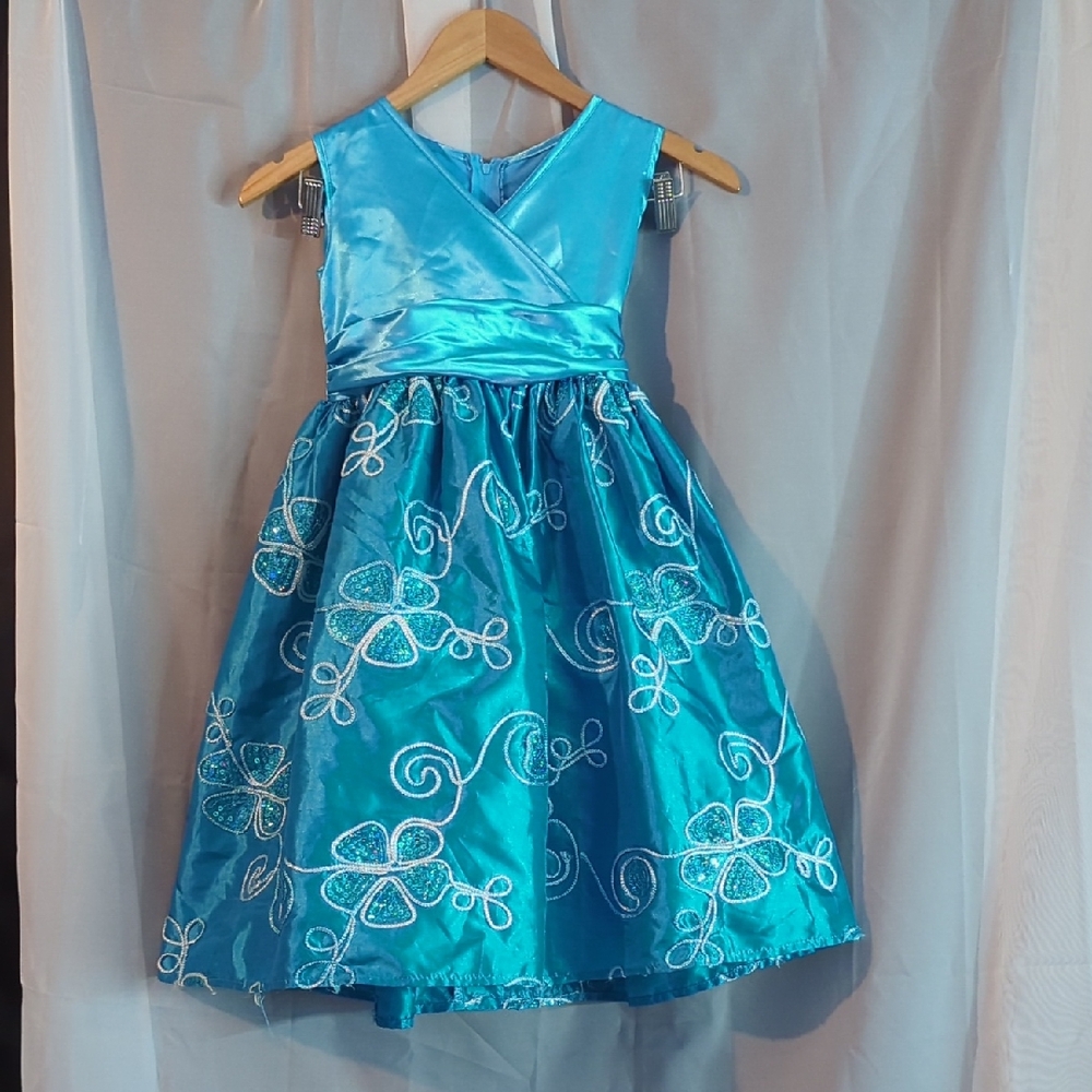 Prince Turquoise Dress with White Embroidery